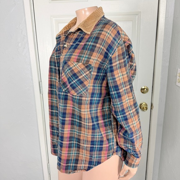 Vintage 90's Y2K Arizona Women's Shirt XL Flannel Corduroy Collar Plaid J3-12 - Picture 2 of 5